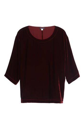 Women's Eileen Fisher Boxy Velvet Top - Burgundy