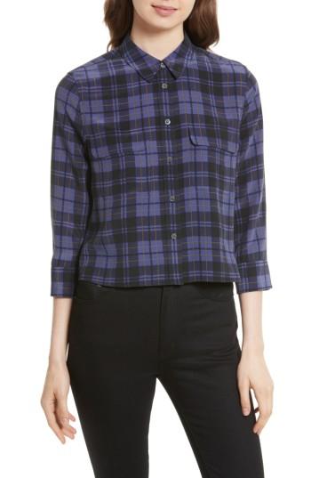 Women's Equipment Crop Signature Silk Shirt - Purple