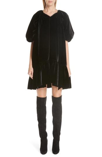 Women's Cecilie Bahnsen Chrystal Velvet Minidress Us / 8 Uk - Black