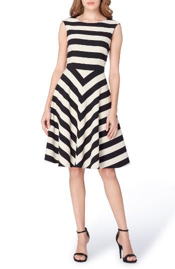 Women's Tahari Stripe Scuba Fit & Flare Dress