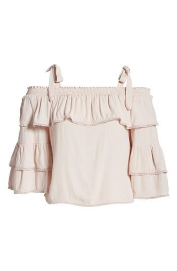 Women's Willow & Clay Lace Trim Cold Shoulder Top