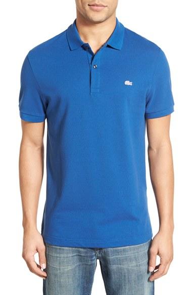 Men's Lacoste 'white Croc' Fit Pique Polo, Size 3(s) - Blue