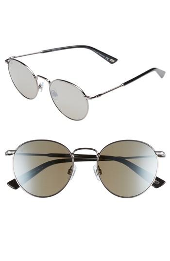 Women's Web 51mm Round Metal Sunglasses - Shiny Gunmetal/ Roviex Mirror