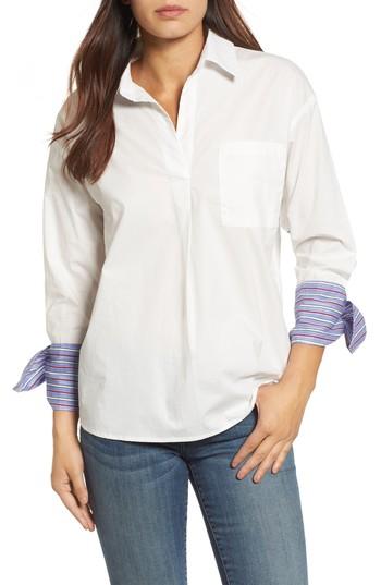 Women's Melloday Stripe Trim Poplin Top - White