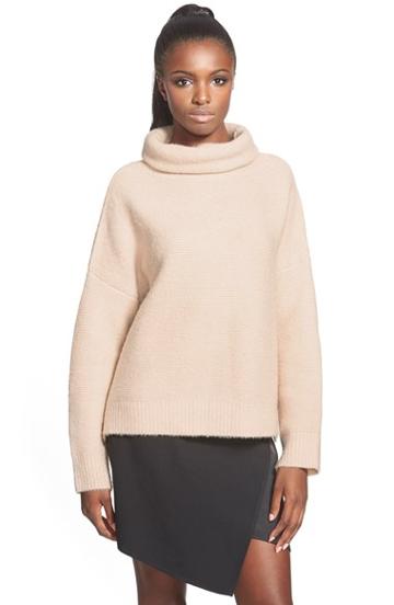 Women's J.o.a. Boxy Turtleneck Sweater, Size X-small - Ivory