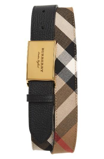 Men's Burberry George Check Leather Belt