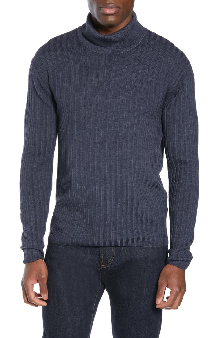 Men's Robert Barakett Devon Fit Turtleneck, Size Small - Blue