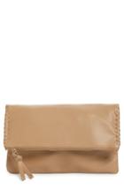 Sole Society Rifkie Faux Leather Foldover Clutch - Beige