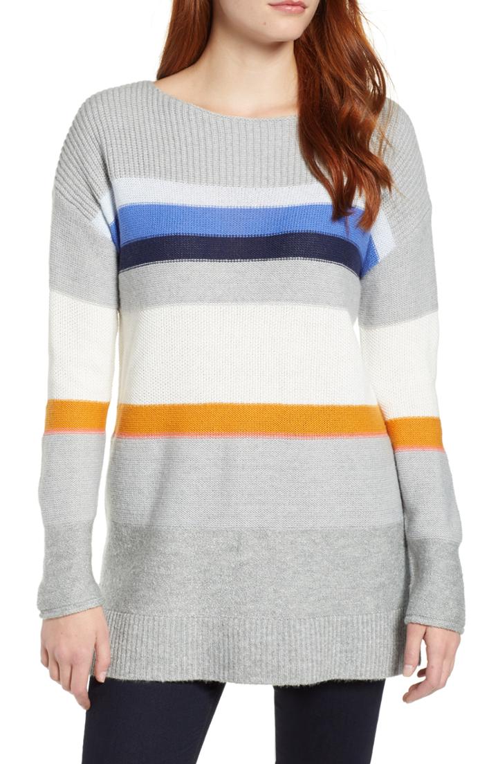 Women's Caslon Abstract Stripe Sweater, Size - Grey