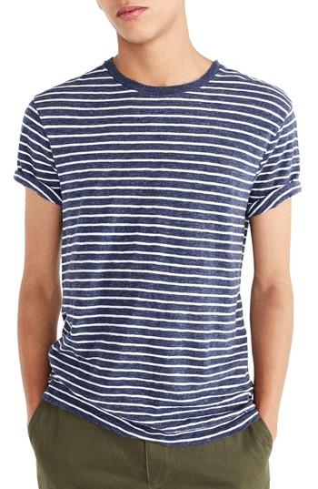Men's J.crew Stripe Slub Cotton T-shirt - Blue