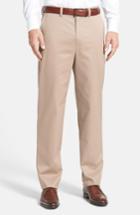 Men's Nordstrom Men's Shop 'classic' Smartcare(tm) Relaxed Fit Flat Front Cotton Pants X 29 - Beige (online Only)