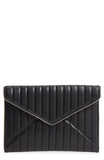 Rebecca Minkoff Leo Quilted Leather Clutch - Black