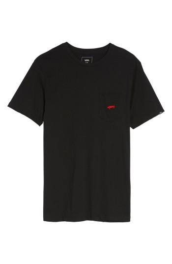 Men's Vans Everyday Embroidered Pocket T-shirt, Size - Black