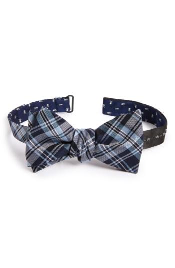 Men's The Tie Bar Mini Skull Reversible Silk Bow Tie, Size - Blue
