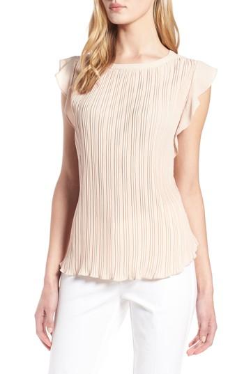 Women's Halogen Mini Pleat Ruffle Sleeve Blouse - Brown