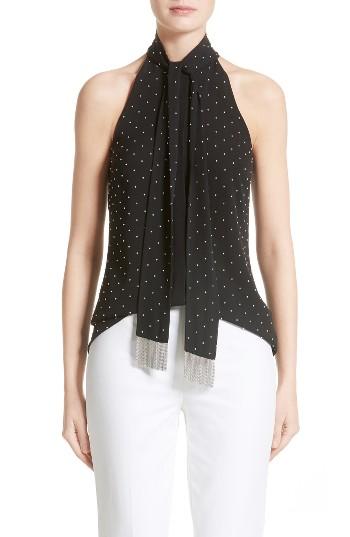 Women's Michael Kors Chain Fringe Silk Georgette Halter Top
