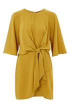 Women's Topshop Tie Front Minidress Us (fits Like 0) - Yellow