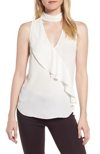Women's Trouve Ruffle Choker Tank - White
