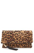 Sole Society 'tasia' Print Foldover Clutch - Brown