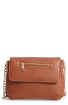 Bp. Faux Leather Zip Flap Crossbody Bag - Brown