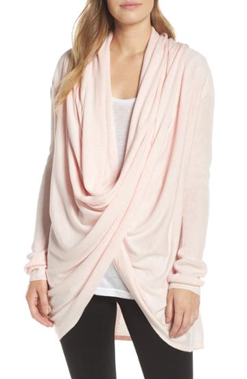 Women's Nordstrom Lingerie Long Wrap Cardigan, Size - Pink