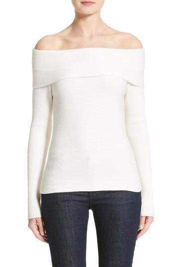 Women's Armani Collezioni Off The Shoulder Sweater Us / 38 It - White