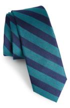Men's The Tie Bar Lumber Stripe Silk & Linen Tie, Size - Blue