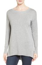Women's Caslon Zip Back High/low Tunic Sweater, Size - Grey