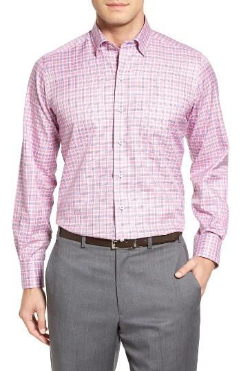 Men's David Donahue Plaid Sport Shirt - Pink