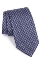 Men's Salvatore Ferragamo Abstract Snail Print Silk Tie, Size - Blue