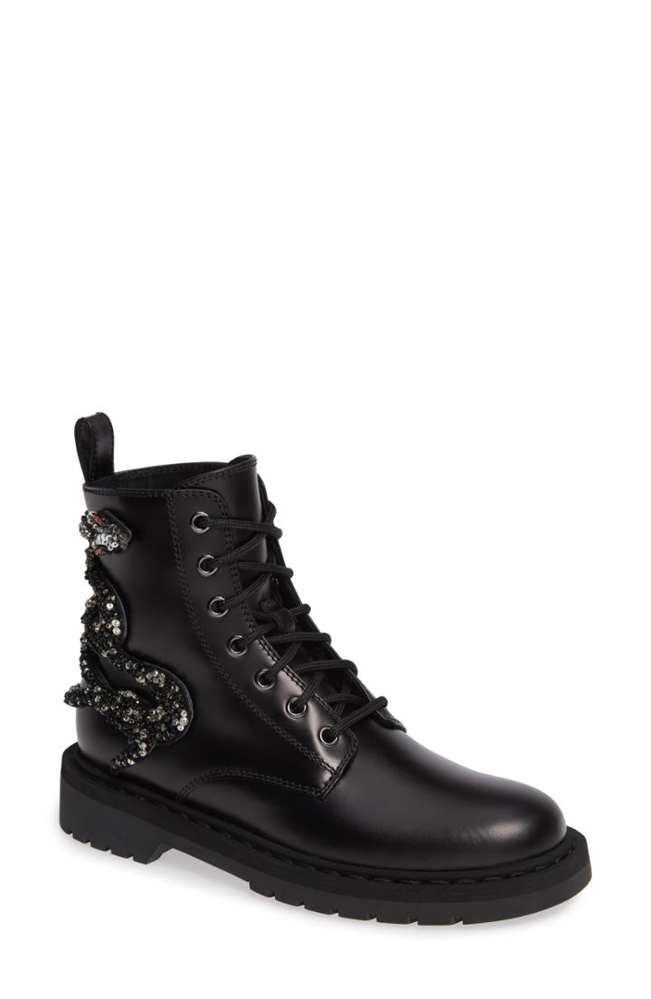 Women's Valentino Garavani Snake Combat Boot Us / 39eu - Black