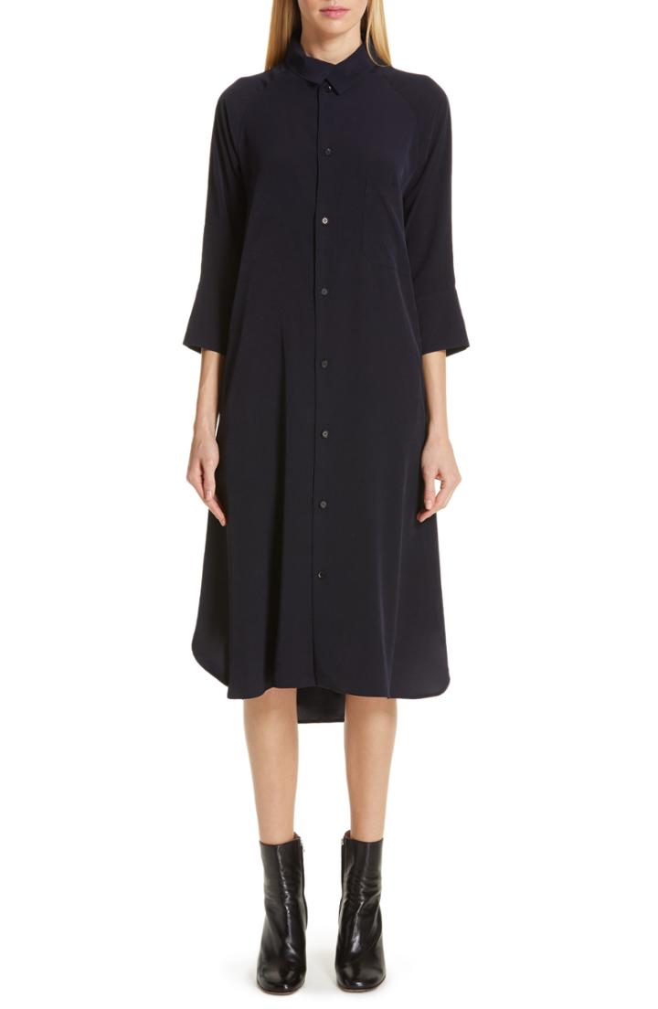 Women's Y's By Yohji Yamamoto U-long Shirtdress - Blue