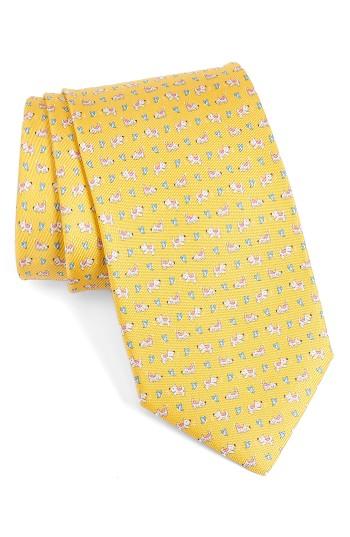 Men's Salvatore Ferragamo Dogs & Butterflies Silk Tie, Size - Red