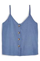 Women's Topshop Button Through Camisole Top Us (fits Like 6-8) - Blue