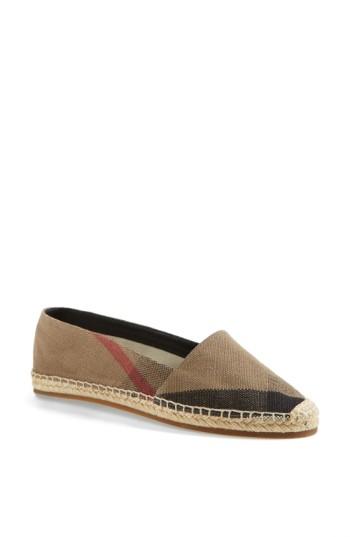 Women's Burberry Hodgeson Check Print Espadrille Flat .5us / 36.5eu - Brown