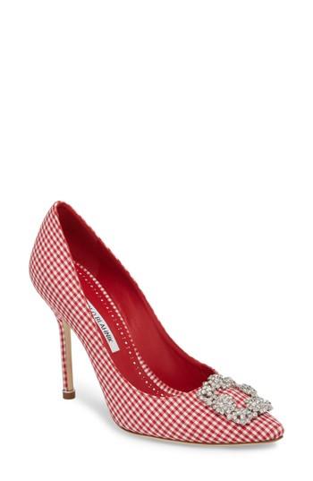 Women's Manolo Blahnik 'hangisi' Ornamented Pump Us / 36eu - Red