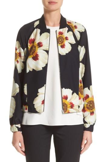 Women's Lafayette 148 New York Irelyn Reversible Silk Bomber Jacket