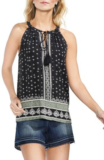 Women's Vince Camuto Halter Style Print Top, Size - Black