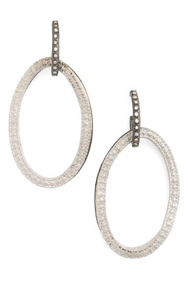 Women's Armenta Old World Midnight Frontal Hoop Diamond Earrings