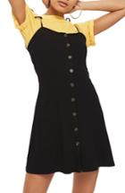 Women's Topshop Button Down Rib Minidress Us (fits Like 0-2) - Black