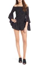 Women's Socialite Off The Shoulder Bell Sleeve Romper - Black