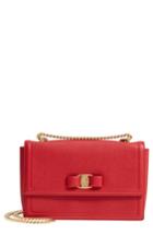 Salvatore Ferragamo Medium Ginny Grained Leather Bow Shoulder Bag - Red
