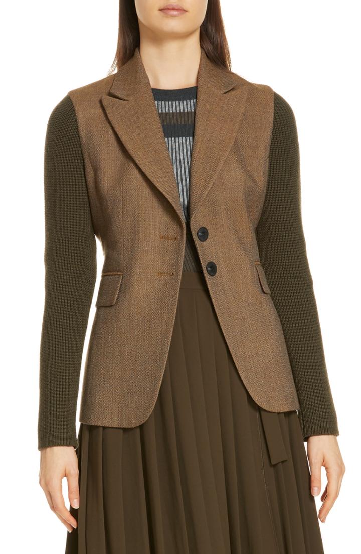 Women's Lewit Knit Sleeve Blazer (similar To 12w) - Brown