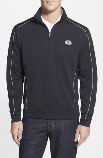Men's Cutter & Buck Green Bay Packers - Edge Drytec Moisture Wicking Half Zip Pullover
