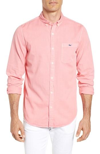 Men's Vineyard Vines Tucker Slim Fit Solid Cotton & Silk Sport Shirt - Blue