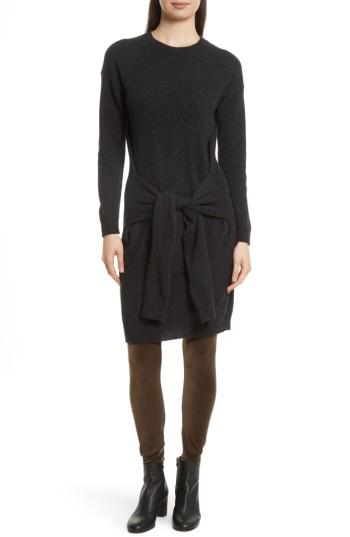 Women's Vince Long Sleeve Tie Waist Sweater Dress - Grey