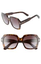 Women's Tom Ford Autumn 53mm Square Sunglasses - Dark Havana/ Gradient Red