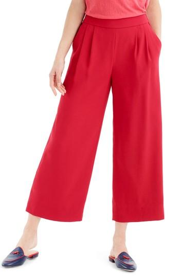 Petite Women's J.crew Wide Leg Crop Pants P - Red