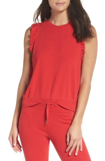 Women's David Lerner Ruffle Lounge Top - Red
