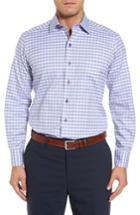 Men's David Donahue Check Fit Sport Shirt, Size Medium - Blue